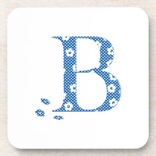 Dessous-de-verre LETTRE Motif Fleur B (bleu)