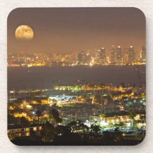 Dessous-de-verre Lever de lune sur la ligne d'horizon de San Diego