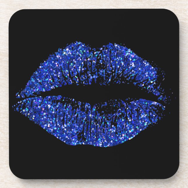 Dessous-de-verre Lèvres Parties scintillant bleues #2 (Devant)