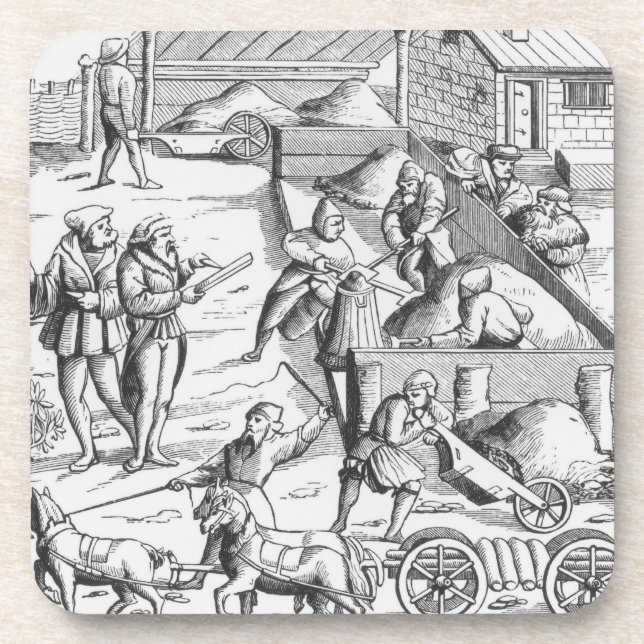 Dessous-de-verre L'extraction des métaux, après une gravure sur (Devant)
