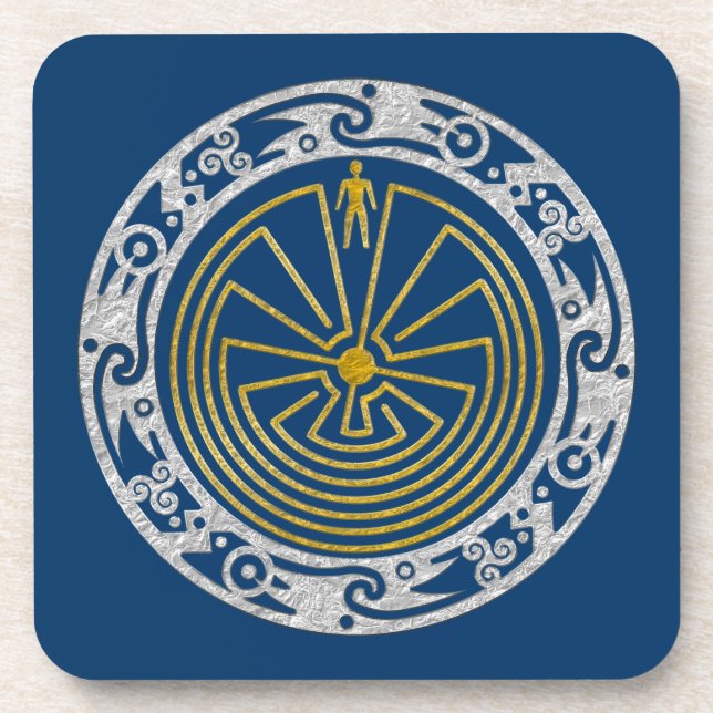 Dessous-de-verre L'homme dans le Maze - Ornement or argent (Devant)