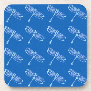 Dessous-de-verre libellules, bleu pâle sur bleu denim