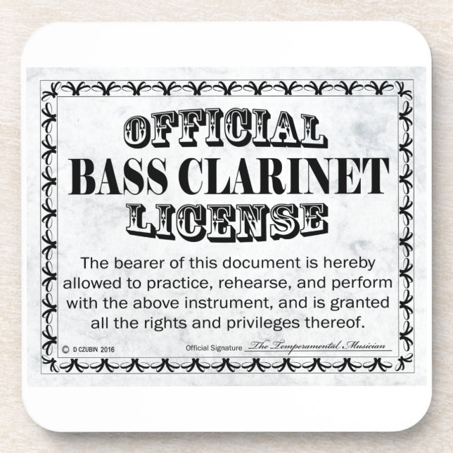 Dessous-de-verre Licence Bass Clarinet (Devant)
