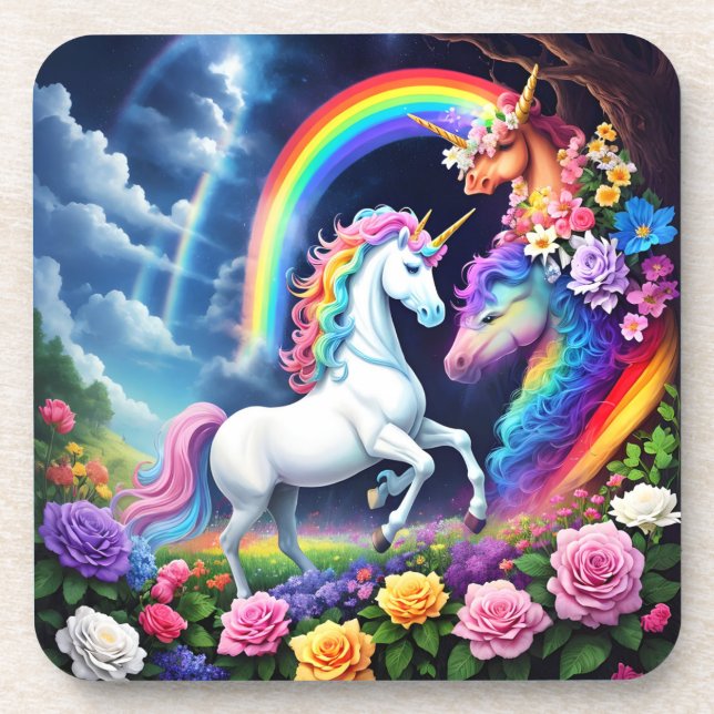 Dessous-de-verre Licorne Arc-en-ciel Une (Devant)