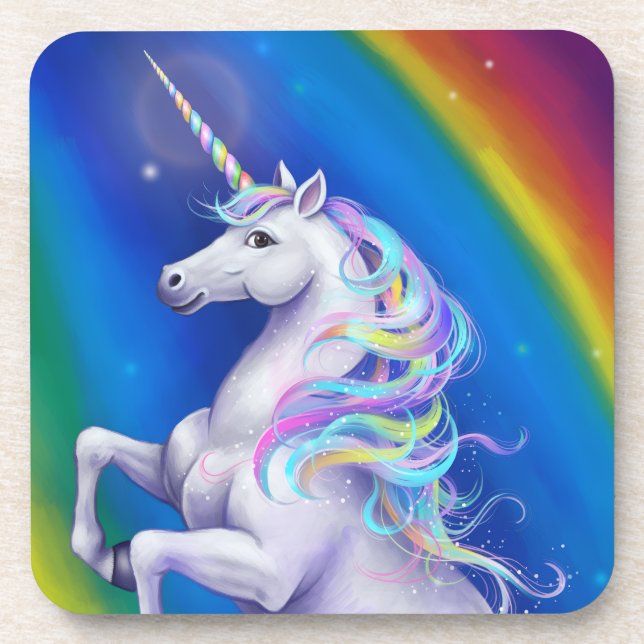 Dessous-de-verre Licorne avec Arc-en-Ciel (Devant)
