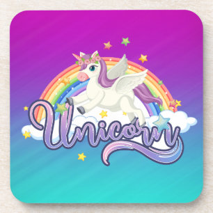 Dessous-de-verre Licorne Féminine Pour Ses Filles Ombre Arc-en-Ciel