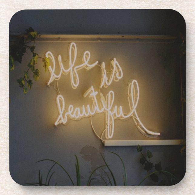 Dessous-de-verre Life is Beautiful Neon Lights (Devant)