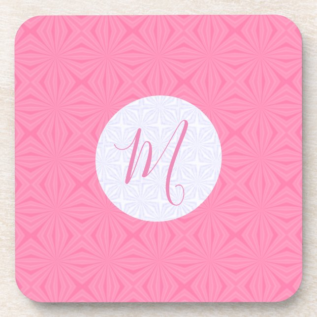 Dessous-de-verre Light Pink Squiggly Squares Personalized Initial  (Devant)