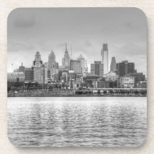 Dessous-de-verre Ligne d'horizon Philadelphie en noir et blanc