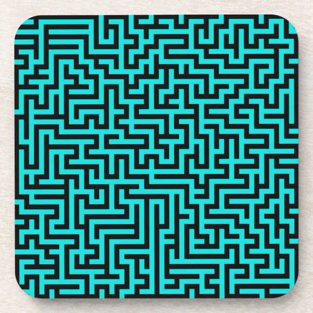 Dessous-de-verre Lignes turquoise de Maze noir (Devant)