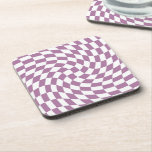 Dessous-de-verre Lilac Purple Wedding Collection Check Checkered<br><div class="desc">Modern bohemian Lilac Purple color theme bridal wedding party products. Evergreen retro trendy warped checks design,  warped checkered paper plates in beautiful elegant and chic Lilac Purple and white color.</div>