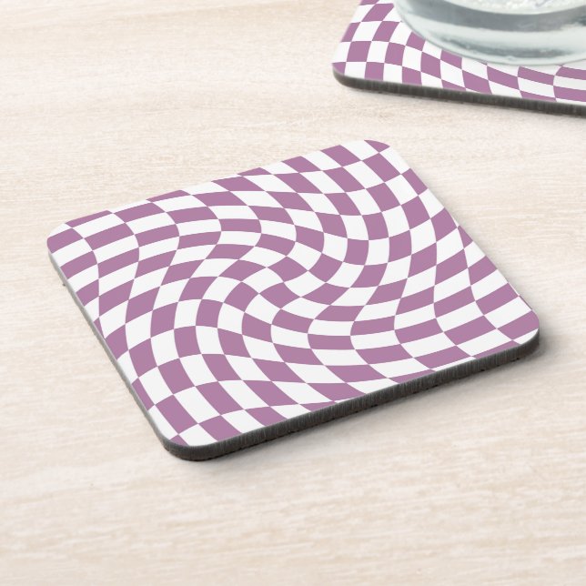 Dessous-de-verre Lilac Purple Wedding Collection Check Checkered (Côté gauche)