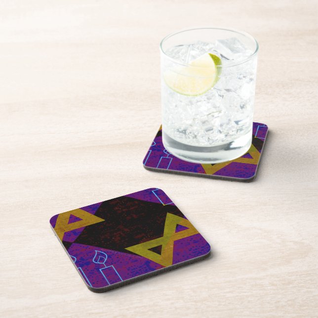 Dessous-de-verre L'image à thème Hanukkah de SlipperyJoe jaune doré (Côté Droit)