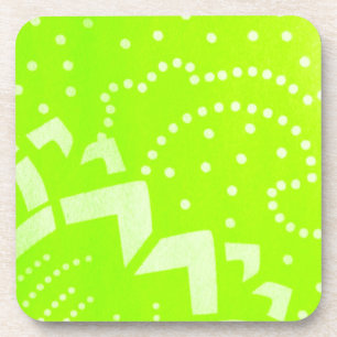 Dessous-de-verre Lime Green geomentric dot stripe graphic pattern
