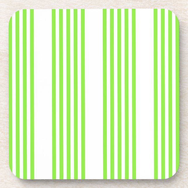 Dessous-de-verre Lime vert et blanc cinq bandes motif (Devant)