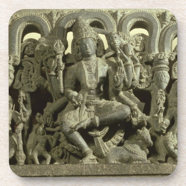 Dessous-de-verre Linteau dépeignant la trinité : Siva, Brahma et (Devant)