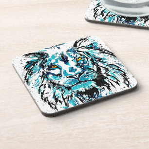 Dessous de verre Lion Bleu   Tirage de tête de lio