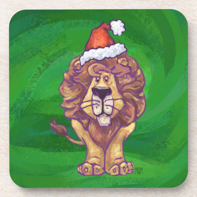 Dessous-de-verre Lion Christmas on Green (Devant)