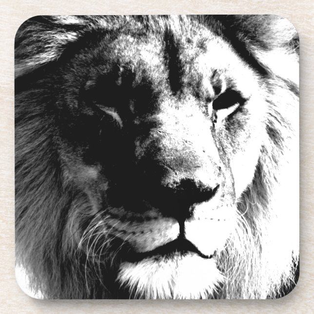 Dessous-de-verre Lion noir et blanc (Devant)