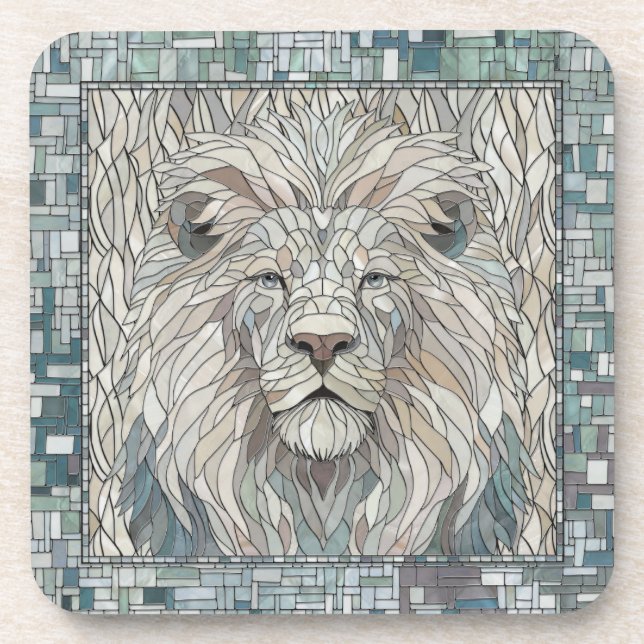 Dessous-de-verre Lion Portrait Mosaic Art (Devant)