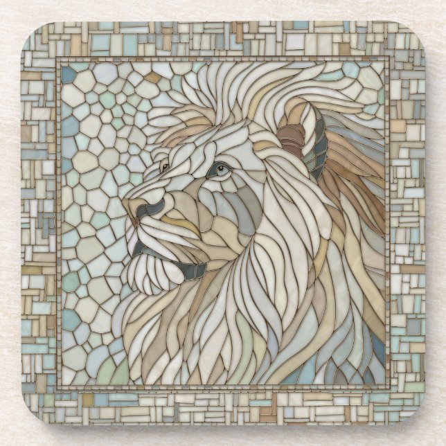 Dessous-de-verre Lion Portrait Mosaic Art (Devant)