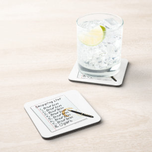 DESSOUS-DE-VERRE LISTE DE COURSES BOURBON HUMOUR DE COCKTAIL