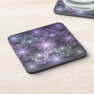 Dessous-de-verre Lit de fleurs tendance brillant art fractal abstra