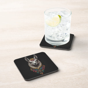 Dessous-de-verre Llama Et Portrait Fleur,