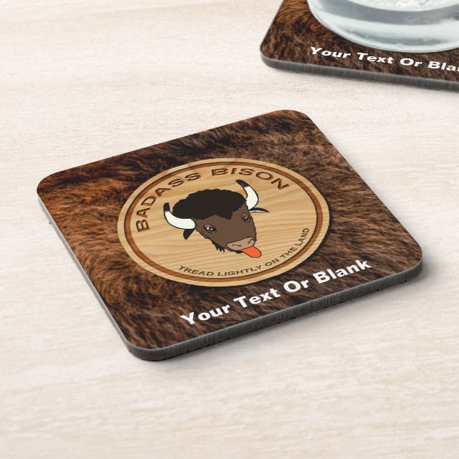 Dessous-de-verre Logo de la ferme de bisons de Badass (Côté gauche)
