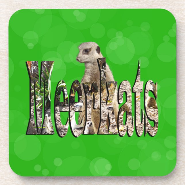 Dessous-de-verre Logo du nom des Meerkats Dimensionnels Verts, (Devant)
