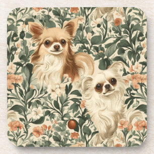 Dessous-de-verre Long Haired Chihuahuas William Morris style floral