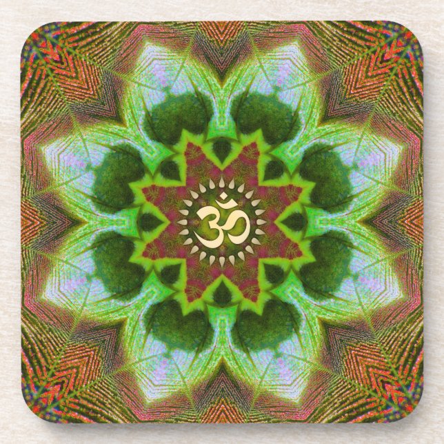 Dessous-de-verre Lotus Om Mandala Art géométrique : Ensemble de 6 (Devant)