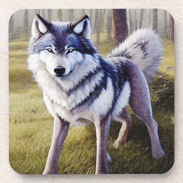 Dessous-de-verre Loup coloré debout (Devant)