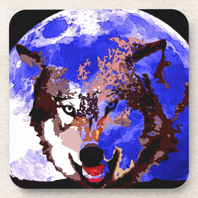 Dessous-de-verre Loup et Pleine lune (Devant)