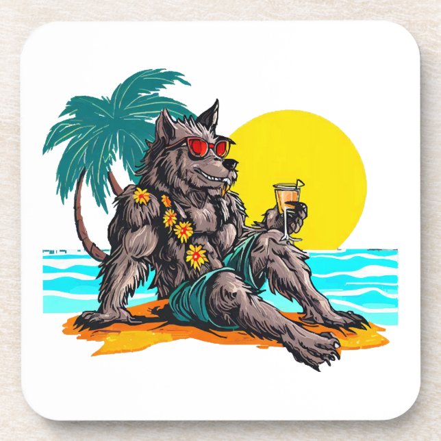 Dessous-de-verre loup-garou en vacances (Devant)