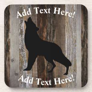 Dessous-de-verre Loup hurlant Bois Vintage Bois rustique