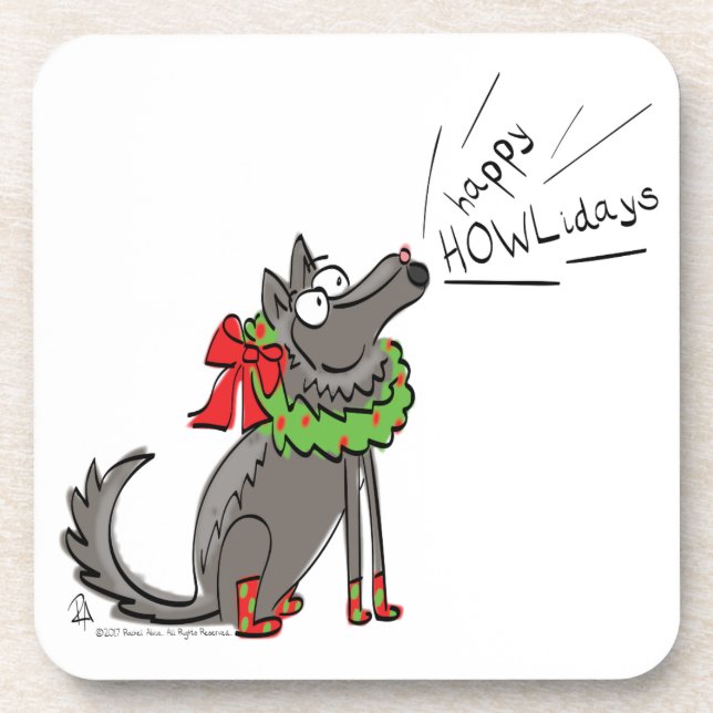Dessous-de-verre Loup Noël Funny Mignonnes Enfants (Devant)