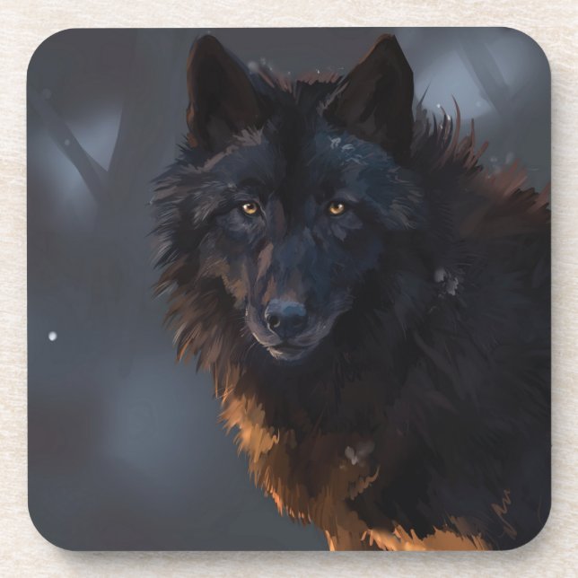 Dessous-de-verre Loup noir (Devant)