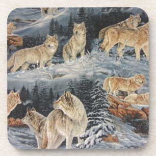 Dessous-de-verre Loups d'hiver