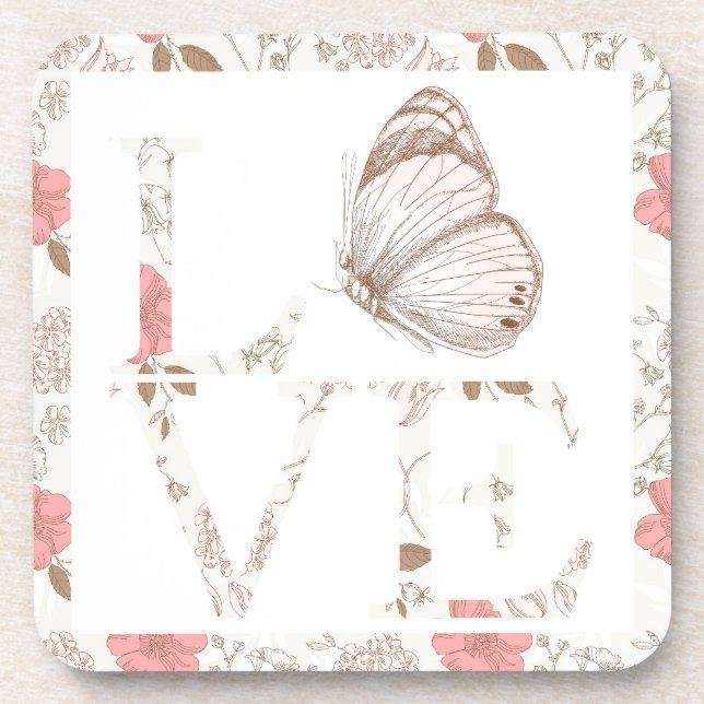 Dessous-de-verre Love Butterfly Floral (Devant)