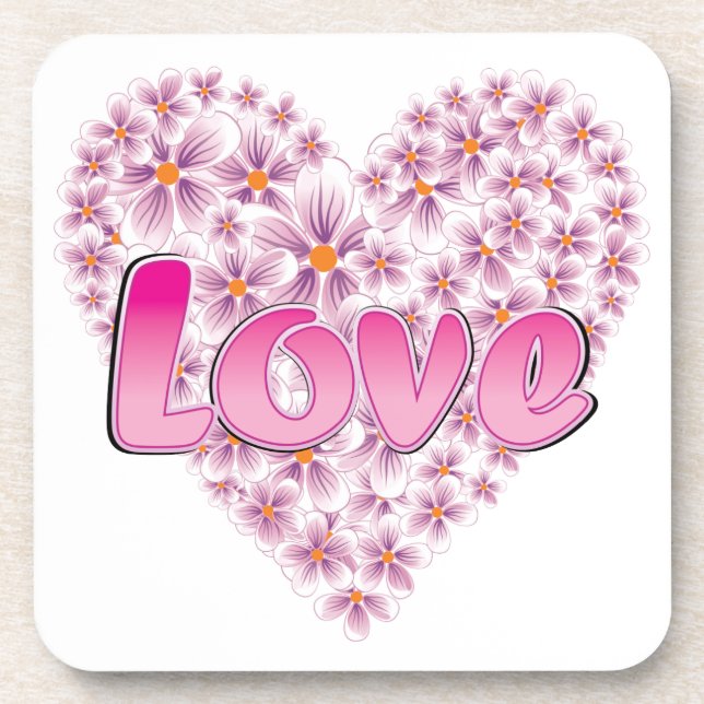 Dessous-de-verre Love Daisy Coeur rose (Devant)