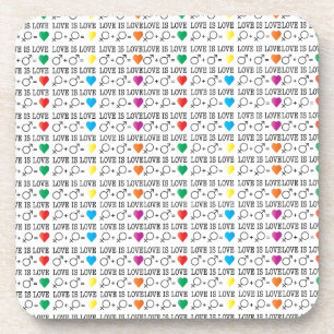 Dessous-de-verre LOVE is LOVE citation d'égalité en couleurs arc-en