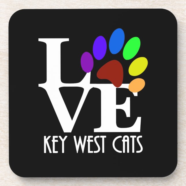 Dessous-de-verre LOVE Key West Cats (texte blanc) (Devant)