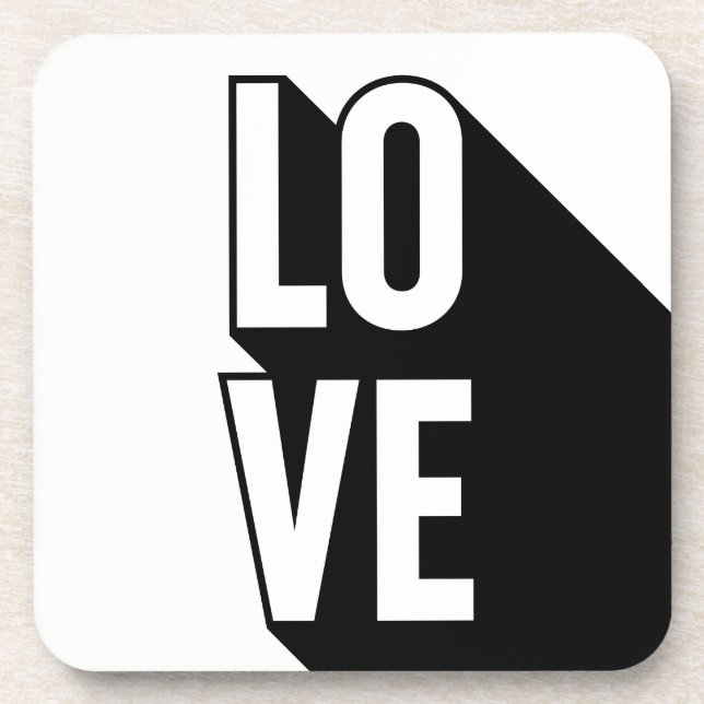Dessous-de-verre Love Retro Long Shadow Typographie (Devant)