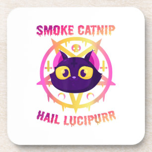 Dessous-de-verre Lucipurr à la grêle à la fumée, Funny Satanic Chat