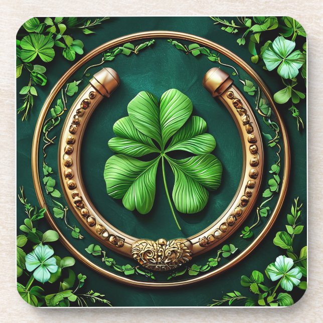 Dessous-de-verre Lucky Horseshoe et Clover Design (Devant)
