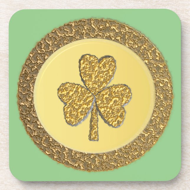 Dessous-de-verre Lucky Irish Shamrock Gold Coin (Devant)