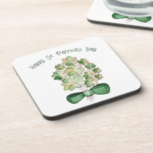 Dessous-de-verre Lucky Shamrock Clover Watercolor Art