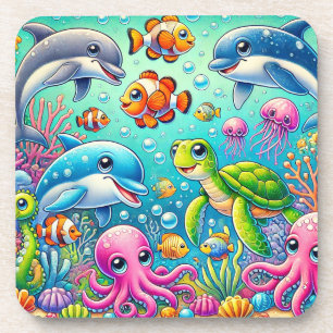 Dessous-de-verre Lueur sous-marine colorée 🌊 Océan marin ludique