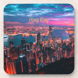 Dessous-de-verre Lumières de nuit Skyline de Hong Kong